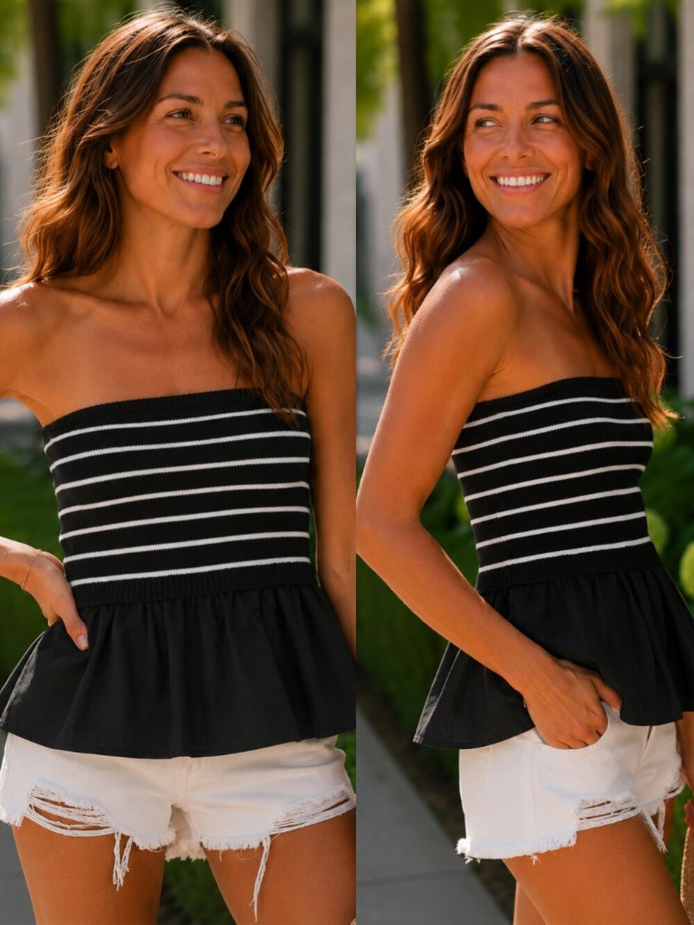 Kenna Flowy Peplum Tube Top